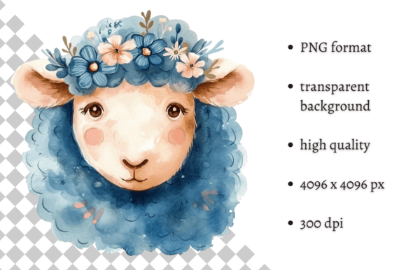 Download Watercolor Blue Easter Sheep Clipart - Watercolor Collection