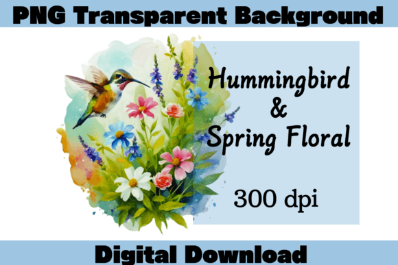 Download Hummingbird &amp; Spring Flowers Watercolor - Watercolor Collection
