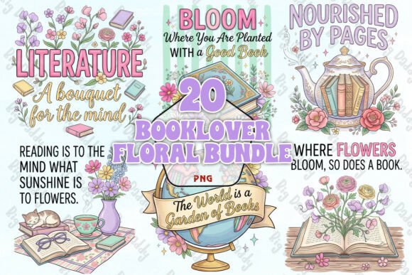 Download Booklover Floral Bundle PNG - Floral bundle Collection