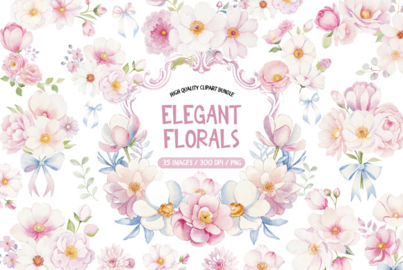 Download Watercolor Elegant Pink Flowers Clipart - Watercolor Collection