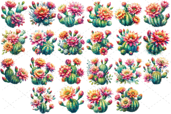 Download Cactus Bloom Watercolor Clipart Bundle - Watercolor Collection