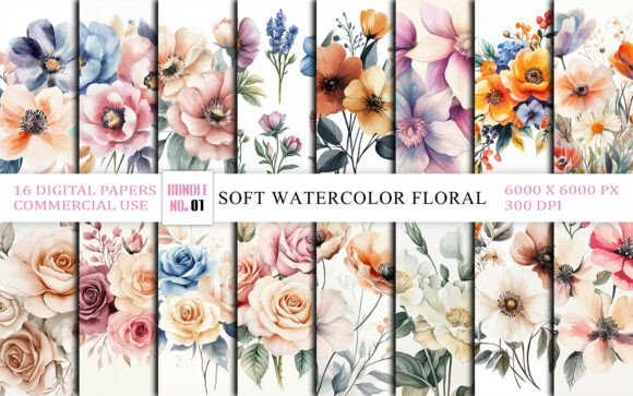 Download Soft Watercolor Floral Clipart Bundle - Watercolor Collection