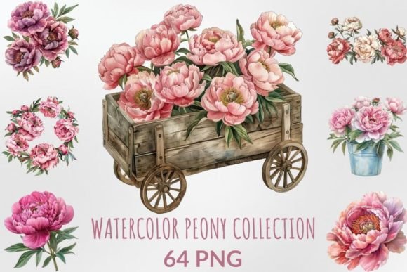 Download Watercolor Peony Collection Sublimation - Watercolor Collection