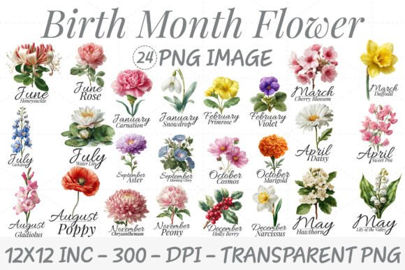 Download Birth Month Flower Watercolor Clipart - Watercolor Collection