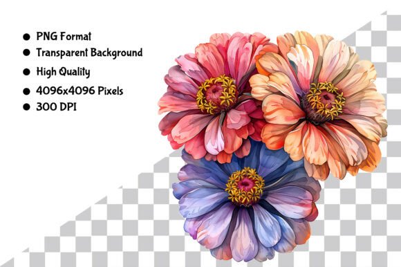 Download Watercolor Zinnia Flower PNG - Watercolor Collection