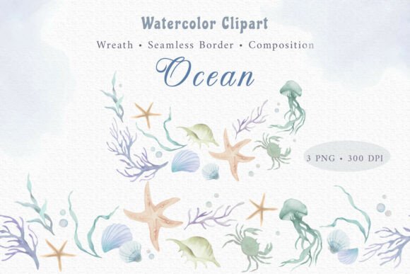 Download Hand Painted Watercolor Ocean Clipart - Watercolor Collection