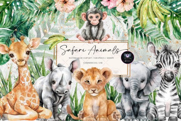 Download Safari Animals Watercolor Clipart - Animals Collection