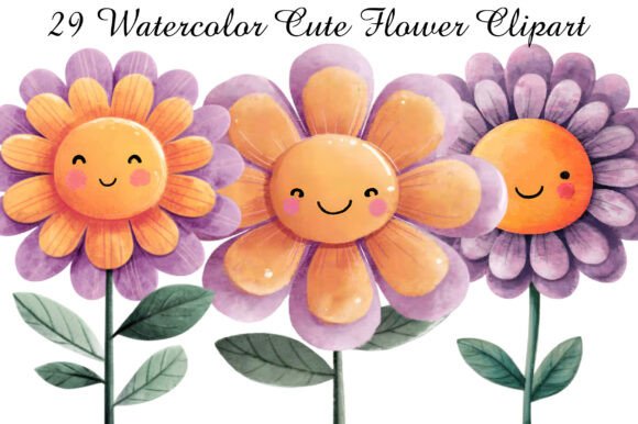 Download Watercolor Cute Flower Clipart - Watercolor Collection