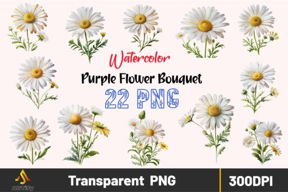 Download Watercolor Daisy Bouquets Floral Clipart - Watercolor Collection