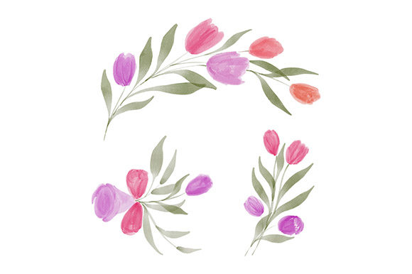 Download Watercolor Tulip Flower Arrangement Set - Watercolor Collection
