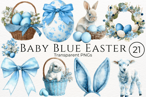 Download Baby Blue Easter Watercolor Clipart - Watercolor Collection