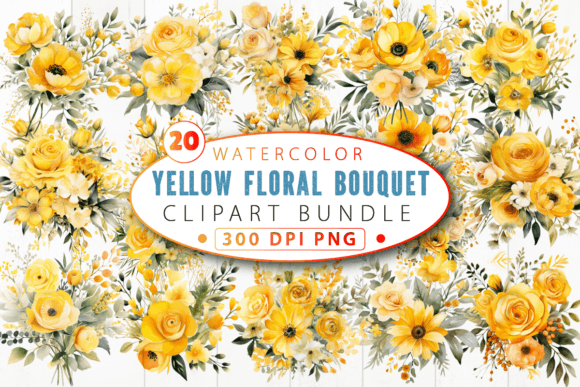 Download Watercolor Yellow Floral Bouquet Clipart - Watercolor Collection