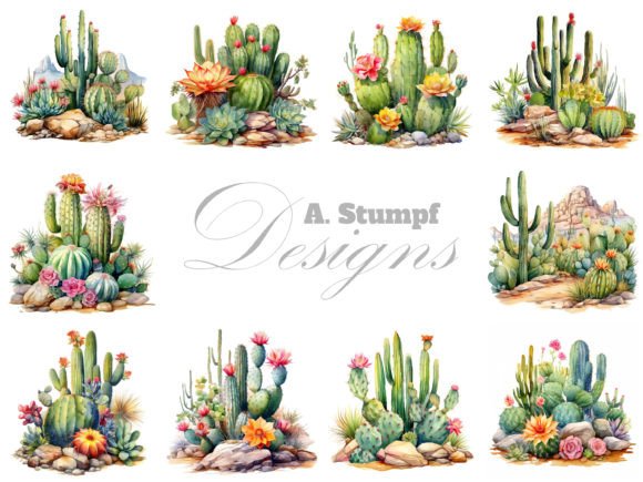 Download Cactus Watercolor Plants Clipart Bundle - Watercolor Collection