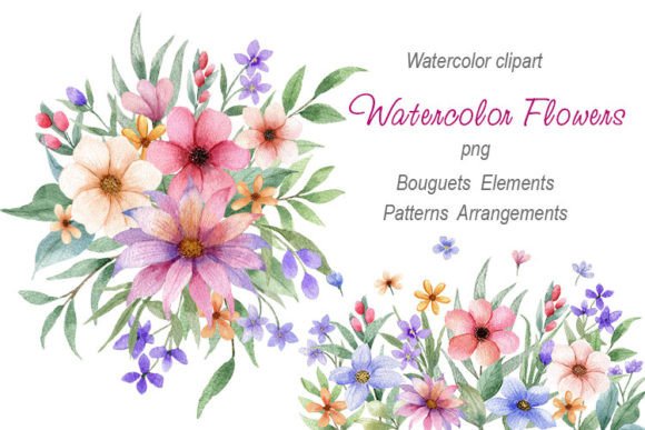 Download Watercolor Garden Flowers. Png Clipart - Watercolor Collection