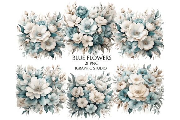Download Teal Flowers PNG, Watercolor Blue Floral - Watercolor Collection