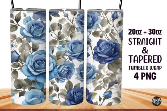 Download Tumbler Design Watercolor Blue Roses Sub - Watercolor Collection