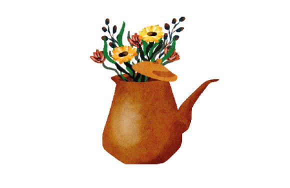 Download Floral Teapot with Spring Flowers, Watercolor - Watercolor Collection