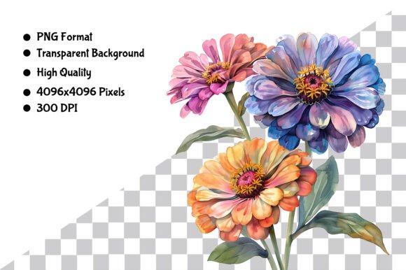 Download Watercolor Zinnia Flower PNG - Watercolor Collection