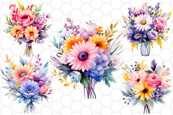 Download Watercolor Flower Bouquet Clipart PNG - Watercolor Collection