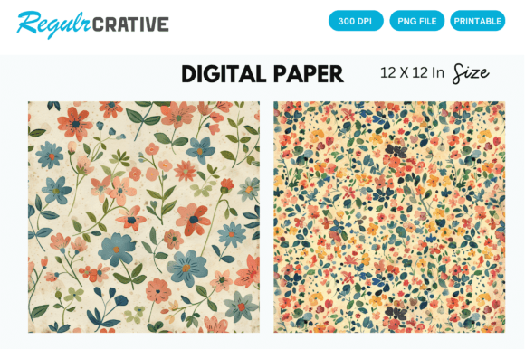 Download Vintage Watercolor Ditsy Spring Paper - Watercolor Collection