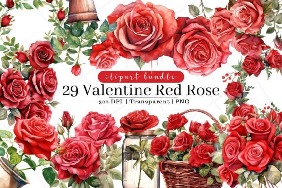 Download Valentine Red Roses Watercolor Clipart - Watercolor Collection