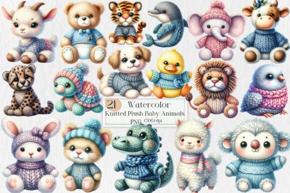Download Knitted Plush Baby Animals Clipart PNG - Animals Collection