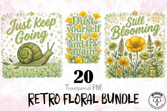Download Retro Motivational Floral Bundle PNG - Floral bundle Collection