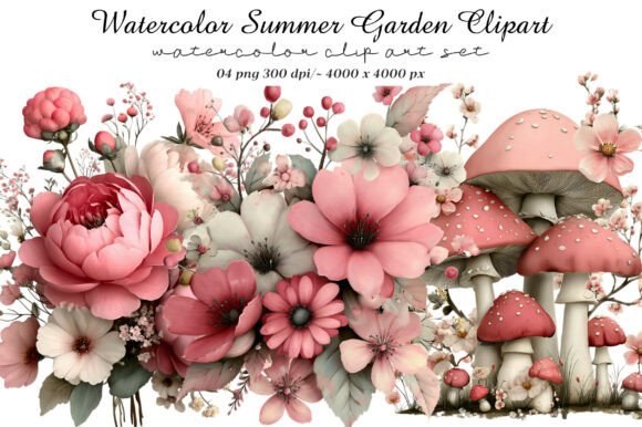 Download Watercolor Summer Garden Clipart - Watercolor Collection