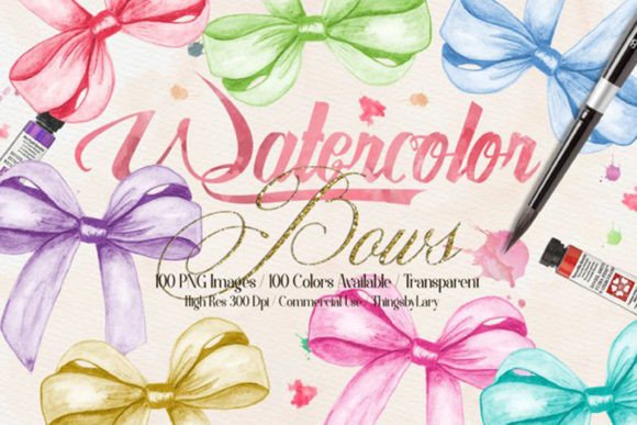 Download Hand Painted Watercolor Bows Clipart - Watercolor Collection