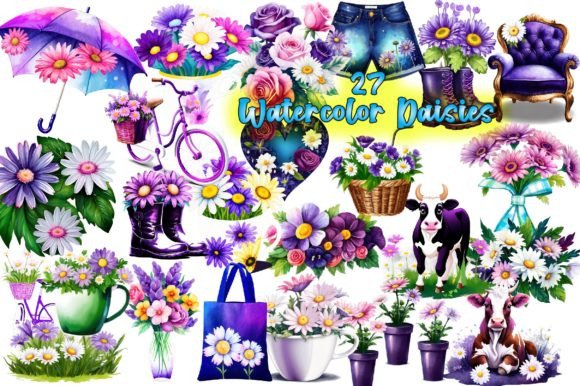 Download Watercolor Daisies Sublimation - Daisies Collection