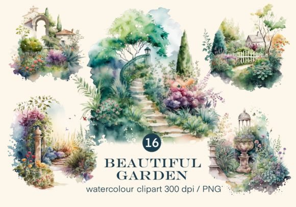 Download Beautiful Garden Clipart Watercolor PNG - Watercolor Collection