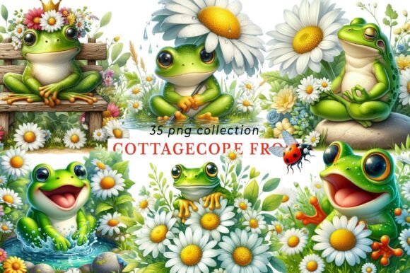 Download Watercolor Cottagecore Frog Garden PNG - Watercolor Collection