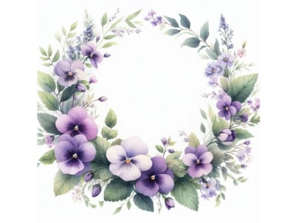 Download Soft Watercolor Wreath with Violets and - Watercolor Collection