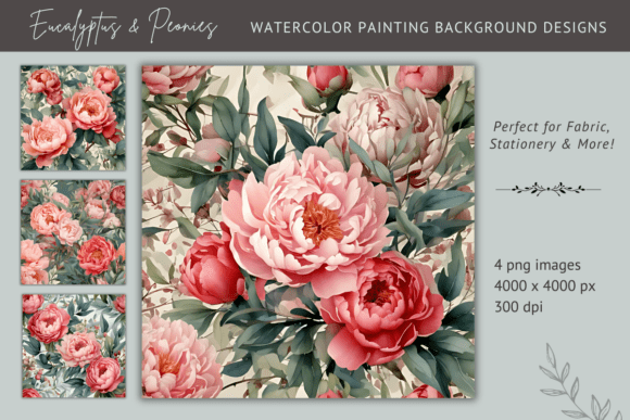 Download Eucalyptus &amp; Peonies Watercolor Graphics - Watercolor Collection