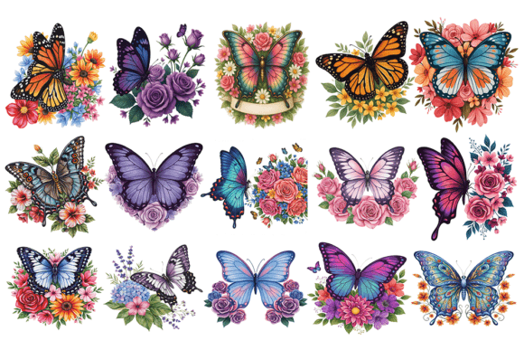 Download Butterfly Floral PNG Bundle | Watercolor - Watercolor Collection