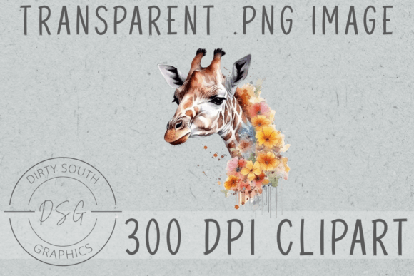 Download Watercolor Floral Giraffe Clip Art - Watercolor Collection