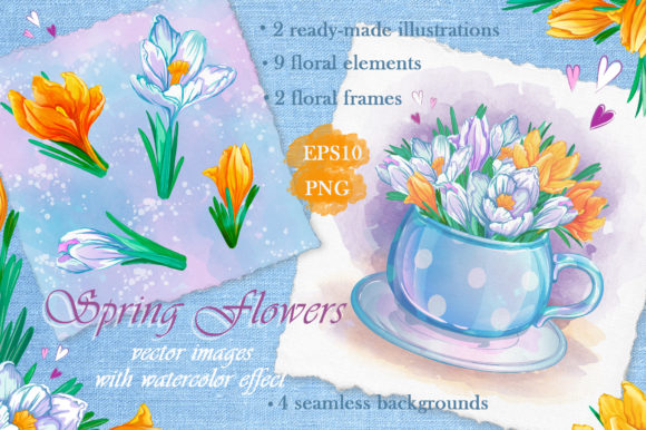 Download Spring Flowers. Watercolor Effect. - Watercolor Collection