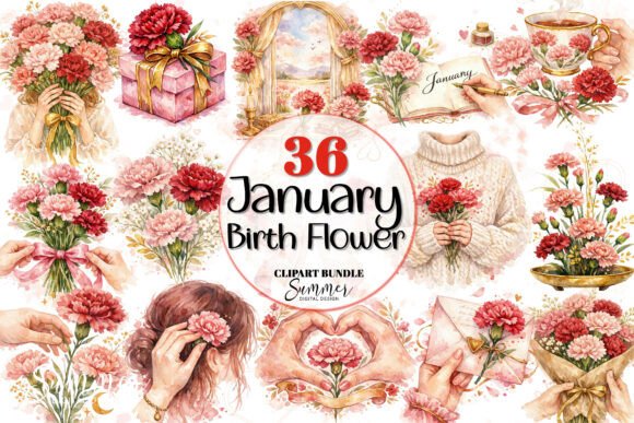 Download Watercolor January Birth Flower Clipart - Watercolor Collection