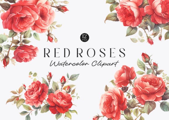 Download Watercolor Red Roses Clipart - Watercolor Collection