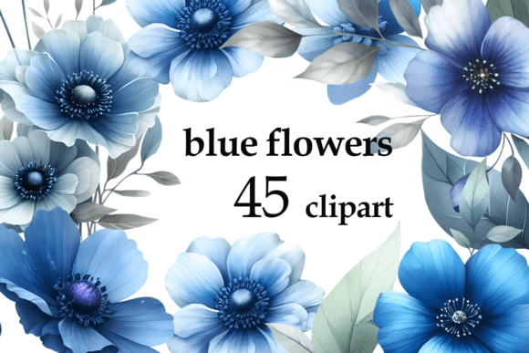 Download Watercolor Blue Flowers PNG Clipart - Watercolor Collection