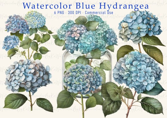 Download Blue Hydrangea Floral Bundle Clipart - Floral bundle Collection