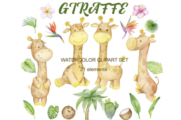 Download Watercolor. Giraffe Clipart, Cute Tropic - Watercolor Collection