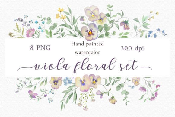 Download Viola Watercolor Frames &amp; Arrangements4 - Watercolor Collection