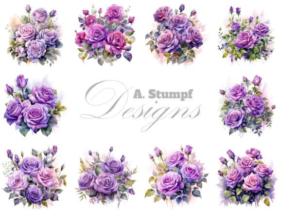 Download Purple Roses Watercolor Flowers Clipart - Watercolor Collection