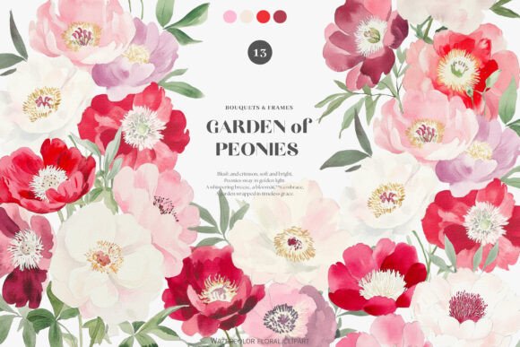Download Watercolor Vintage Peony Clipart Set - Watercolor Collection