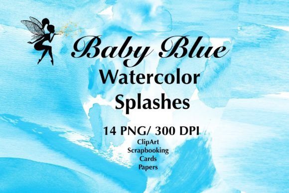 Download Baby Blue Watercolor Splashes, Clipart - Watercolor Collection