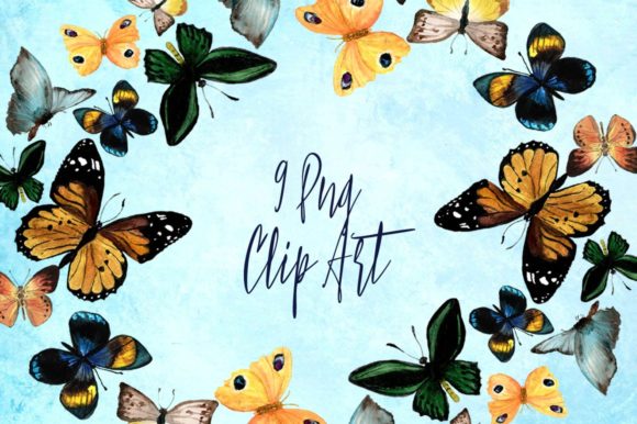 Download 9 Watercolor Butterflies Clip Art - Watercolor Collection