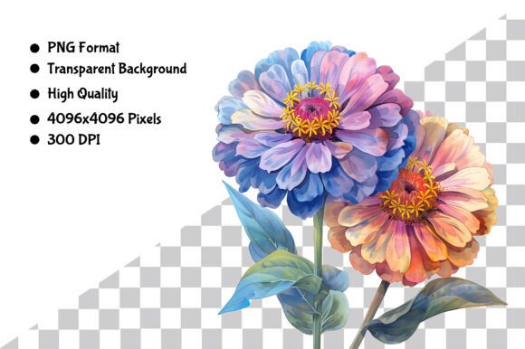 Download Watercolor Zinnia Flower PNG - Watercolor Collection
