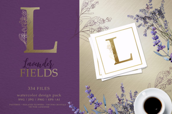Download Lavender Fields Watercolor and Vector Pack - Watercolor Collection