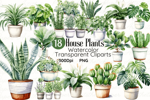 Download Watercolor House Plants Clipart Bundle - Watercolor Collection